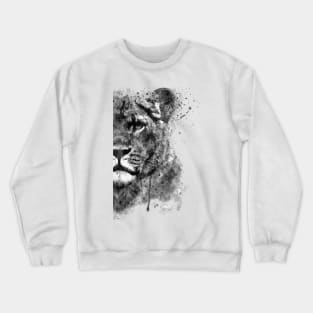 Black And White Half Faced Lioness Crewneck Sweatshirt